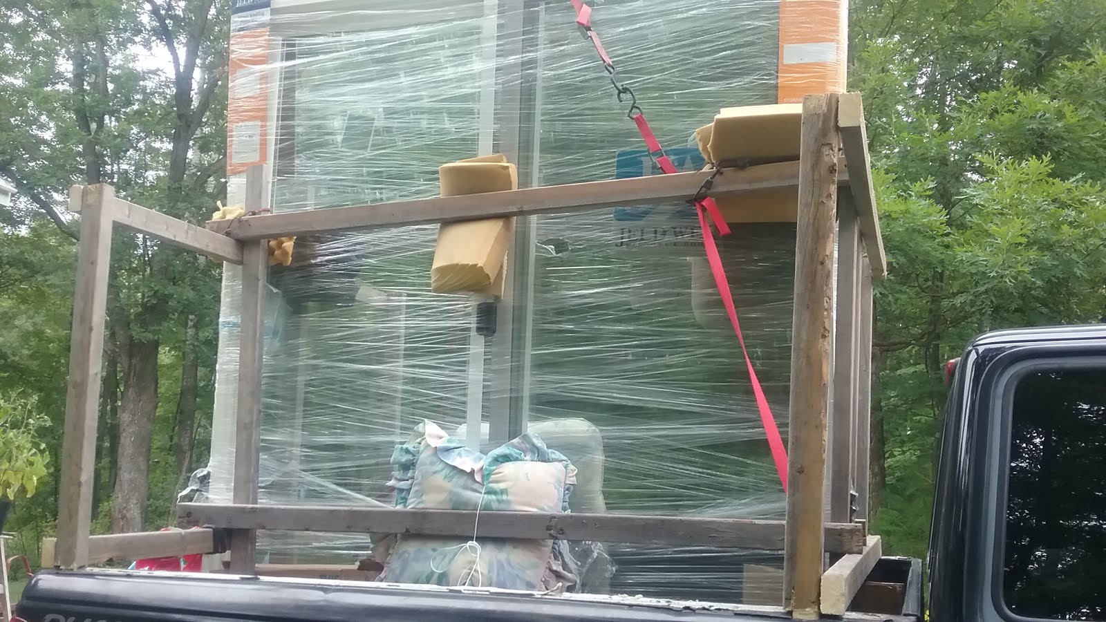 Ecstatic Ascension Haul a Sliding Glass Door with a Pickup Truck