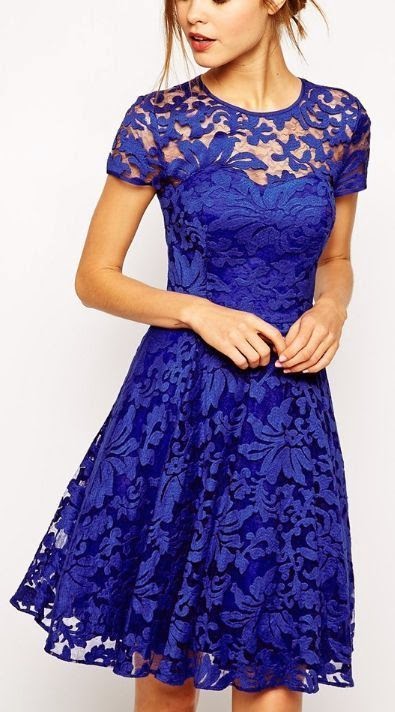 Fashion trends | Electric blue lace dress | Luvtolook | Virtual Styling