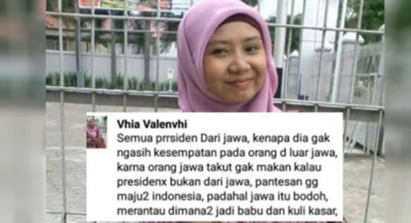 Vhia Valenvhi kini jadi incaran netizen akibat hina orang jawa dengan celaan ... Vhia Valenvhi kini jadi incaran netizen akibat hina orang jawa dengan celaan ...