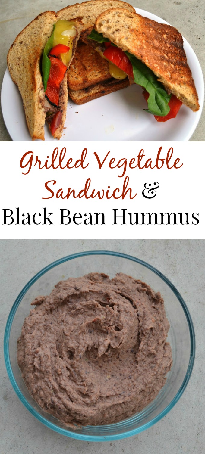 This Grilled Vegetable Sandwich with Black Bean Hummus is packed full of flavor and makes the perfect healthy lunch! www.nutritionistreviews.com