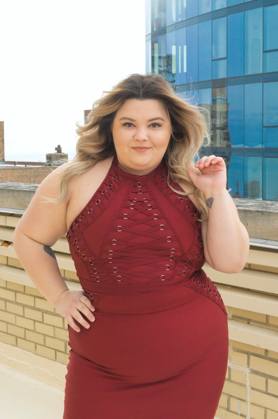 natalie craig, natalie in the city, Chicago plus size fashion blogger, fashion blogger, outfit review, fashion nova, fashion nova curve, Chicago plus size model, plus size body con dress, plus size bandage dress, lace up trend, affordable plus size fashion, off your beauty standards, embrace my curves, plus model mag, skorch magazine