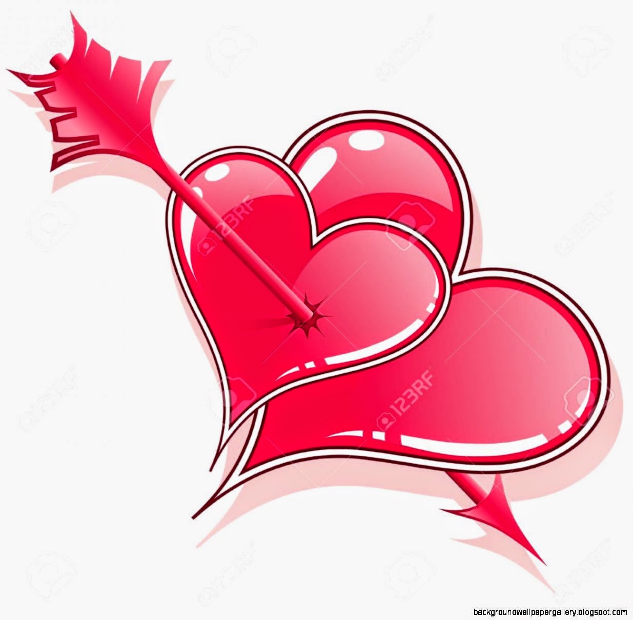 Valentines Day Background With Hearts And Arrow Element For