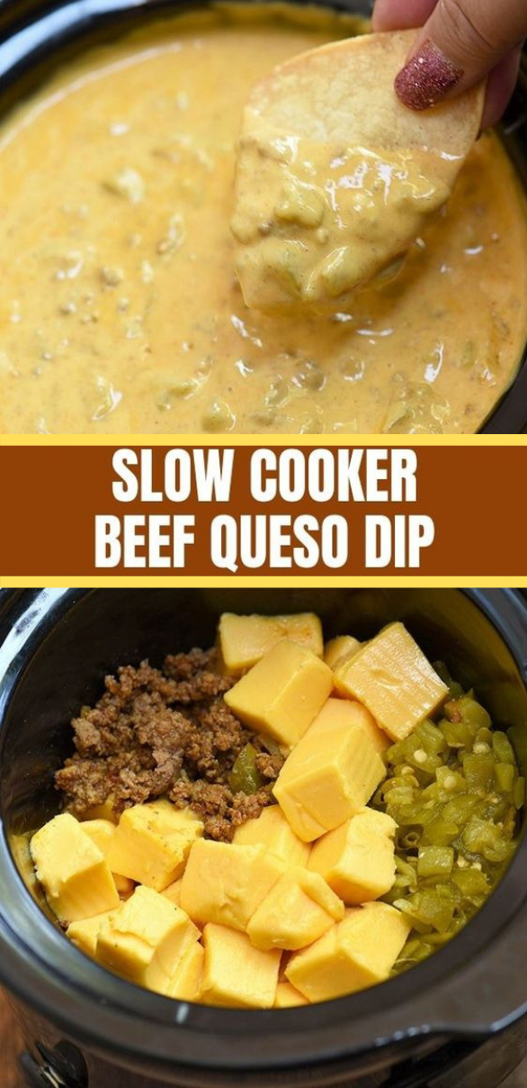 Slow Cooker Beef Queso Dip eathing delicious