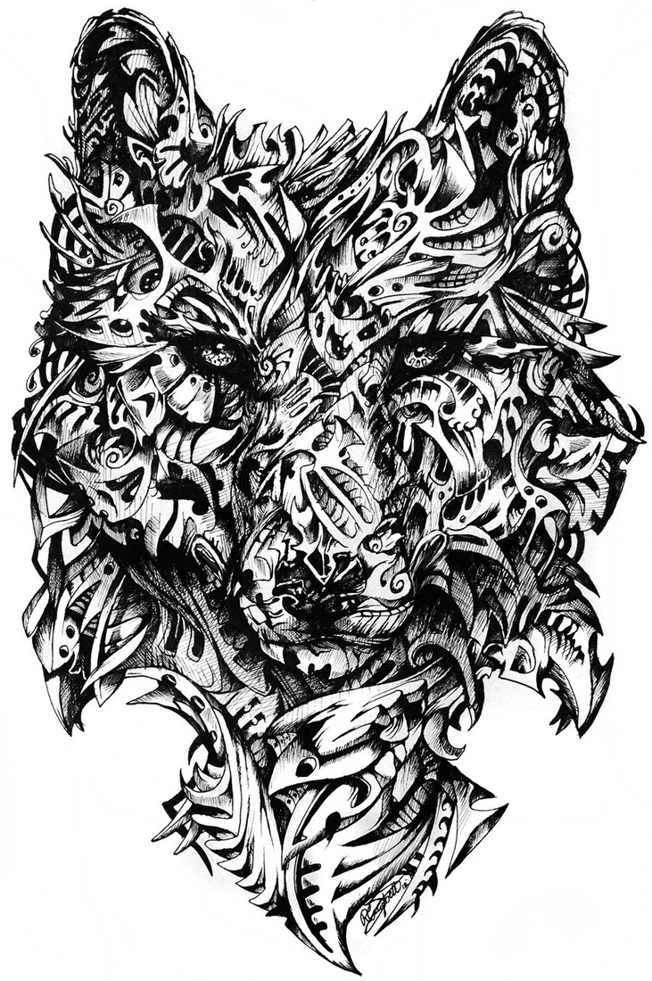 02-Wolf-René-Campbell-Art-in-Animal-Doodle-Drawings-www-designstack-co