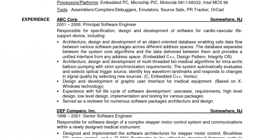 resume templates for software