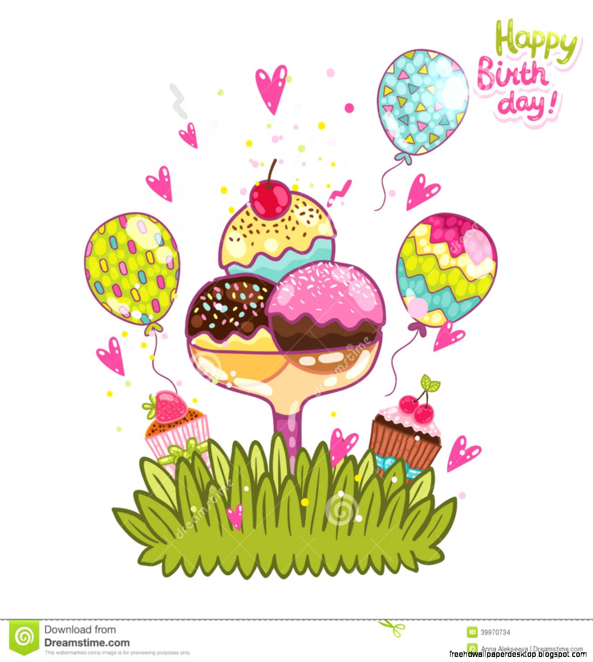 Happy Birthday Card Background Ice Cream Stock Vector   Image