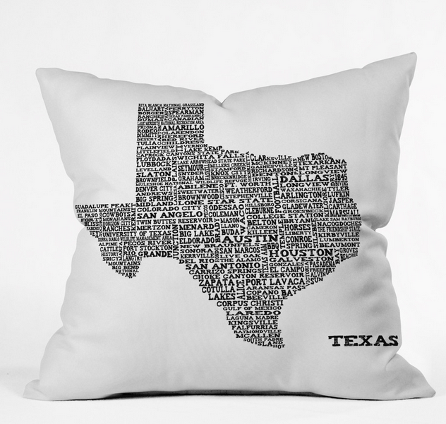 TEXAS MAP Throw Pillow By Restudio Designs