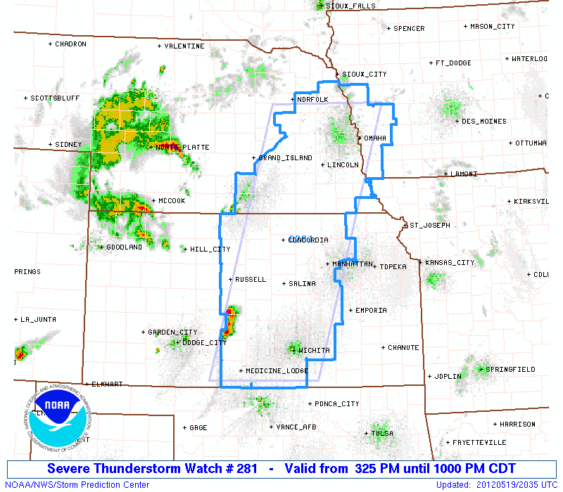 Capt. Spaulding's World CSW WEATHER Severe Storm Watch Covers Central Eastern Kansas