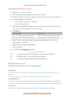 الحل النموذجي لامتحان مادة الفرنسية لشهادة التعليم المتوسط 2016 Correction-du-BEM-2016-page-001