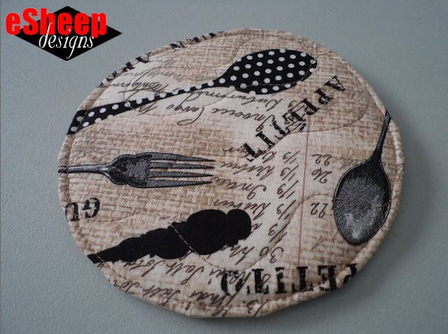 Upcycled Quilted CD Coaster by eSheep Designs