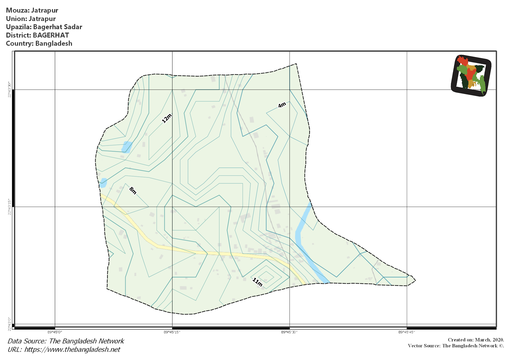 Map of Jatrapur Mouza of Bagerhat Sadar Upazila, BAGERHAT Map of Jatrapur Mouza of Bagerhat Sadar Upazila, BAGERHAT, Bangladesh.