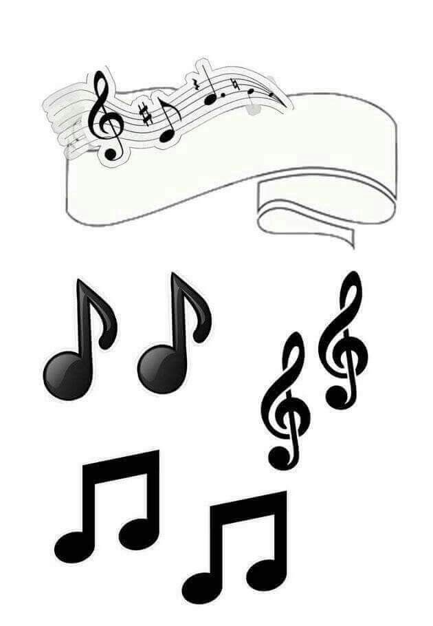 Music in Black and White Free Printable  Quinceanera Cake Toppers.