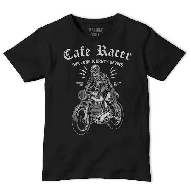 Camiseta Caveira Moto - Cafe Racer