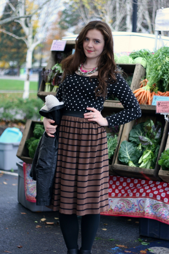 How to Wear DIY Simple gathered stripe skirt made edgy / Create / Enjoy