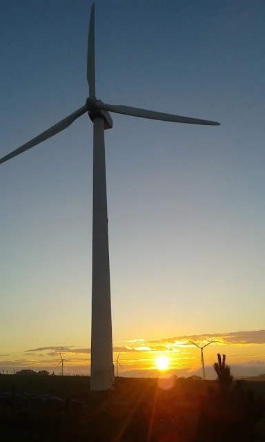 puesta de sol en un molino de viento