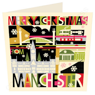 City Scape Manchester Christmas Card  by Wotmalike