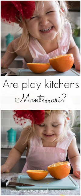 Are play kitchens Montessori? What is the role of a play kitchen in a Montessori home? Some thoughts on pretend play and practical work.
