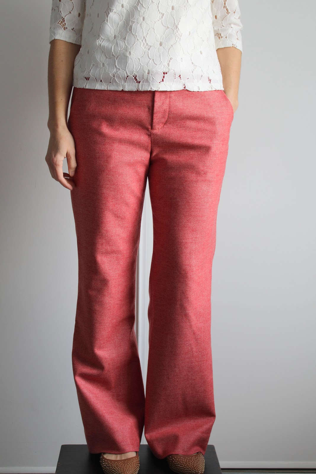 Nicole at Home: Tomato wool tweed trousers