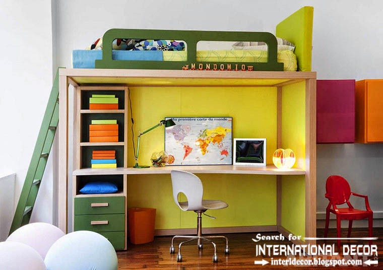 create creative study space for kids room, study space under the bed