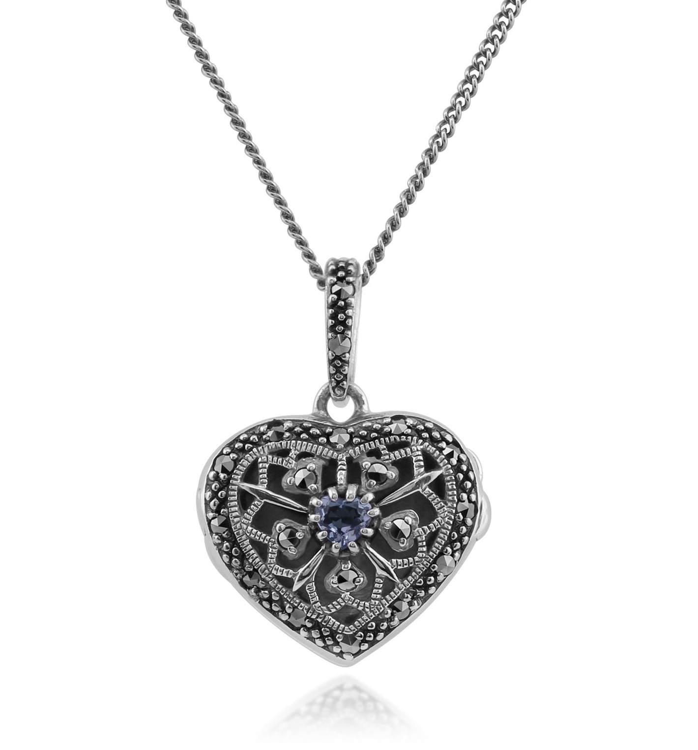 Gemondo Sterling Silver 0.17ct Marcasite Heart Pendant on Chain 
