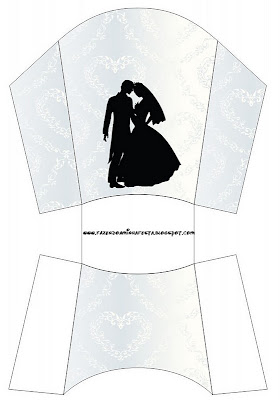 Wedding Silhouettes: Free Printable Boxes. Free Printable Fries Box.