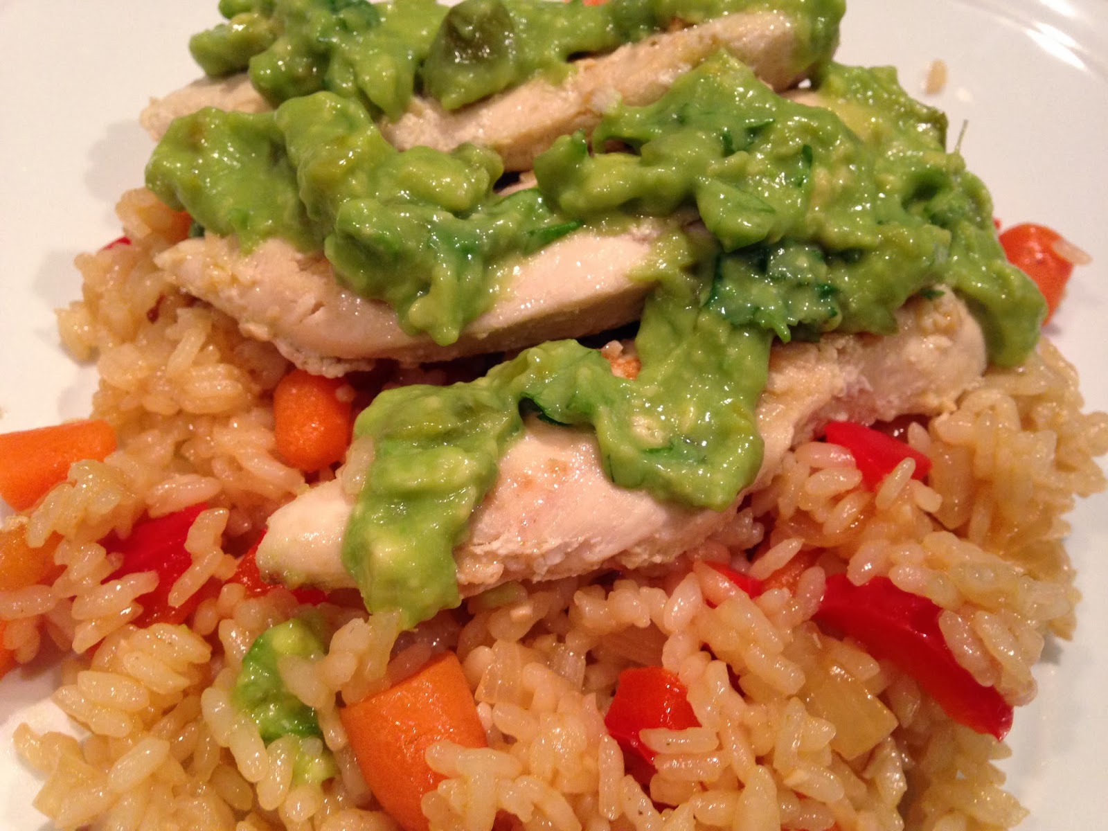 Britt's Apron Chicken and Rice with Spicy Avocado Sauce