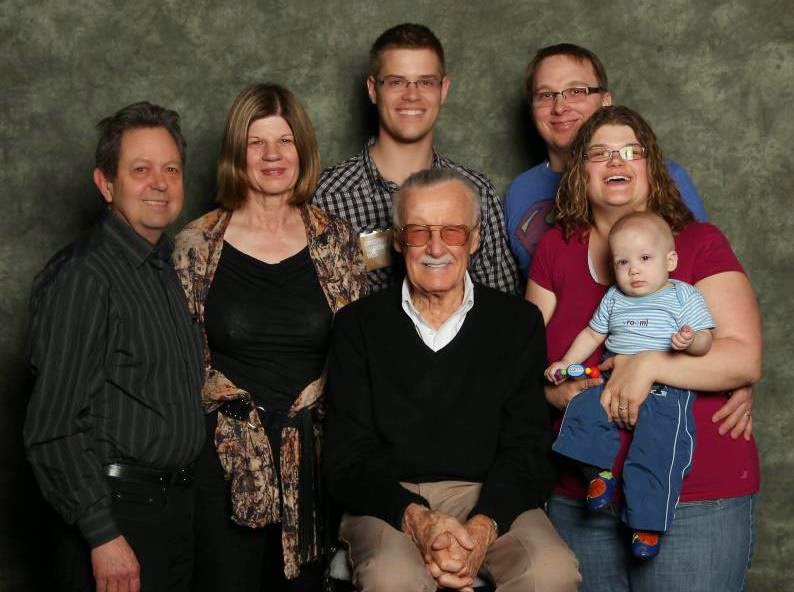 My family and I meeting Stan Lee, the creator of Marvel Comics