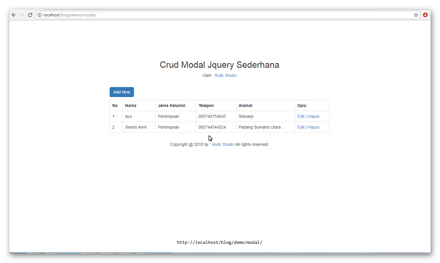 Aplikasi CRUD Sederhana Menggunakan Ajax Jquery & Modal Bootstrap ...