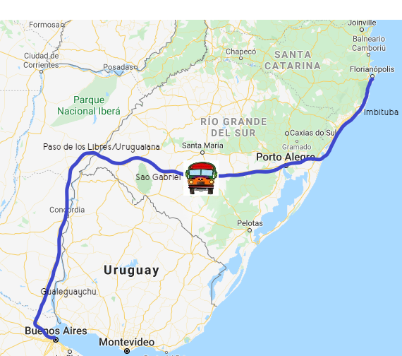 Ruta Viajando desde Florianopólis hasta Buenos Aires en micro (autobús) Ruta Viajando desde Florianopólis hasta Buenos Aires en micro (autobús)