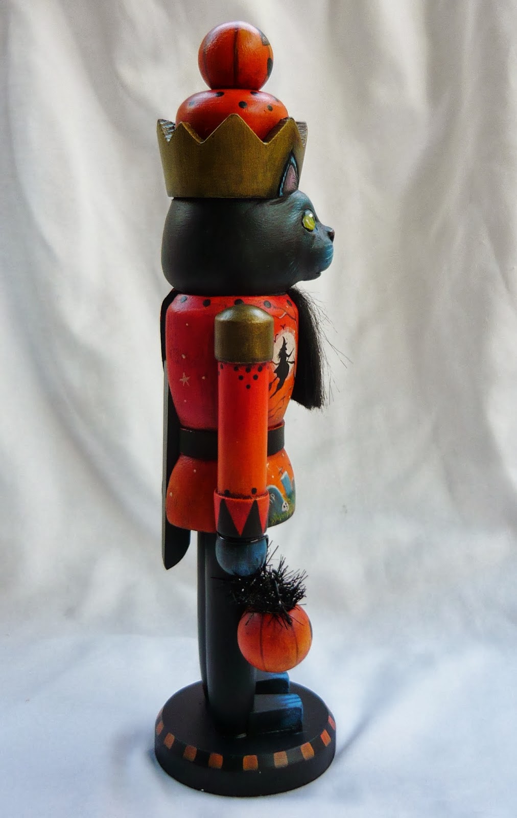 MAGIC BRUSH STUDIO OOAK HALLOWEEN BLACK CAT NUTCRACKER on eBay now!
