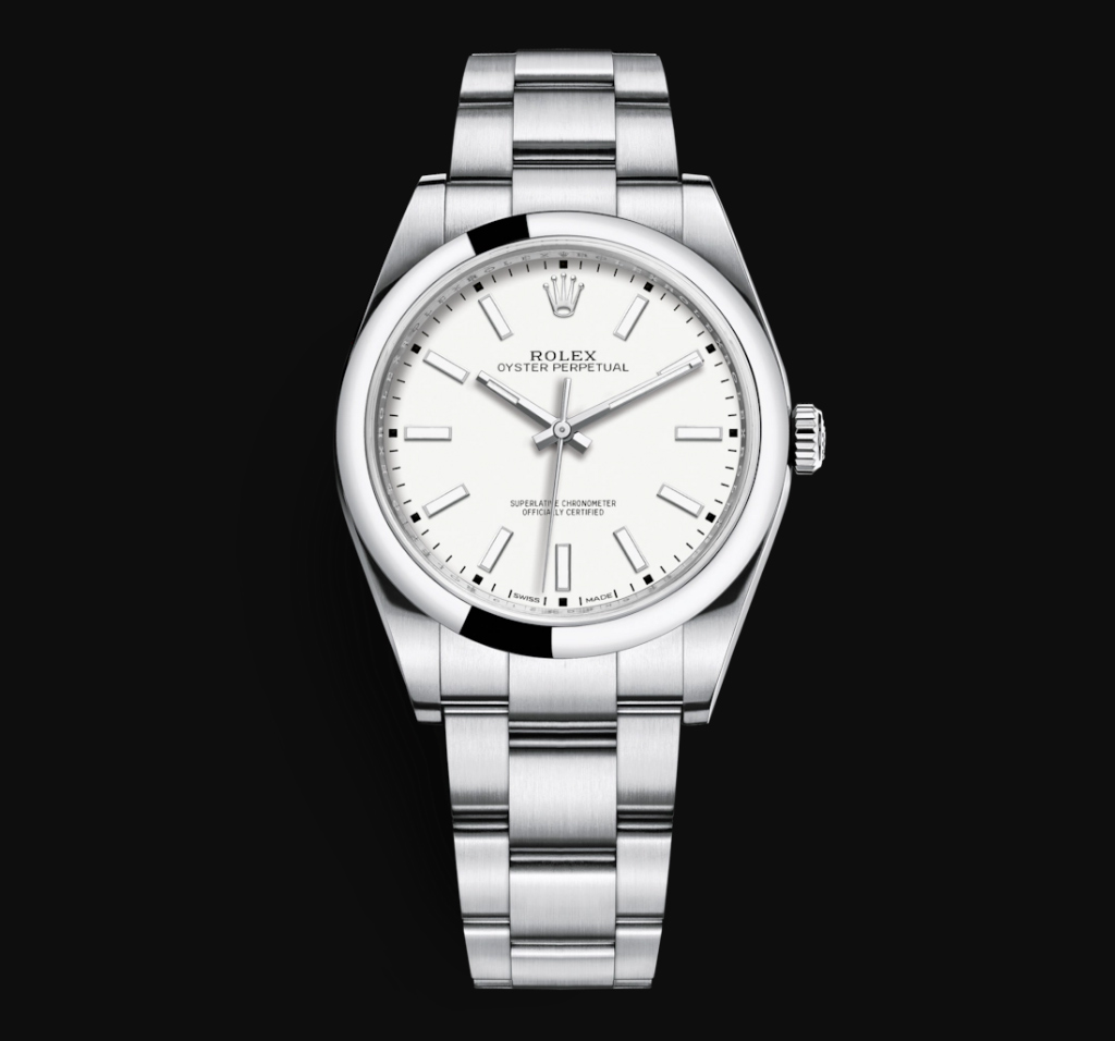Rolex Oyster Perpetual 39 White Dial Ref. 114300 and Oyster Perpetual 34 Black Dial Ref