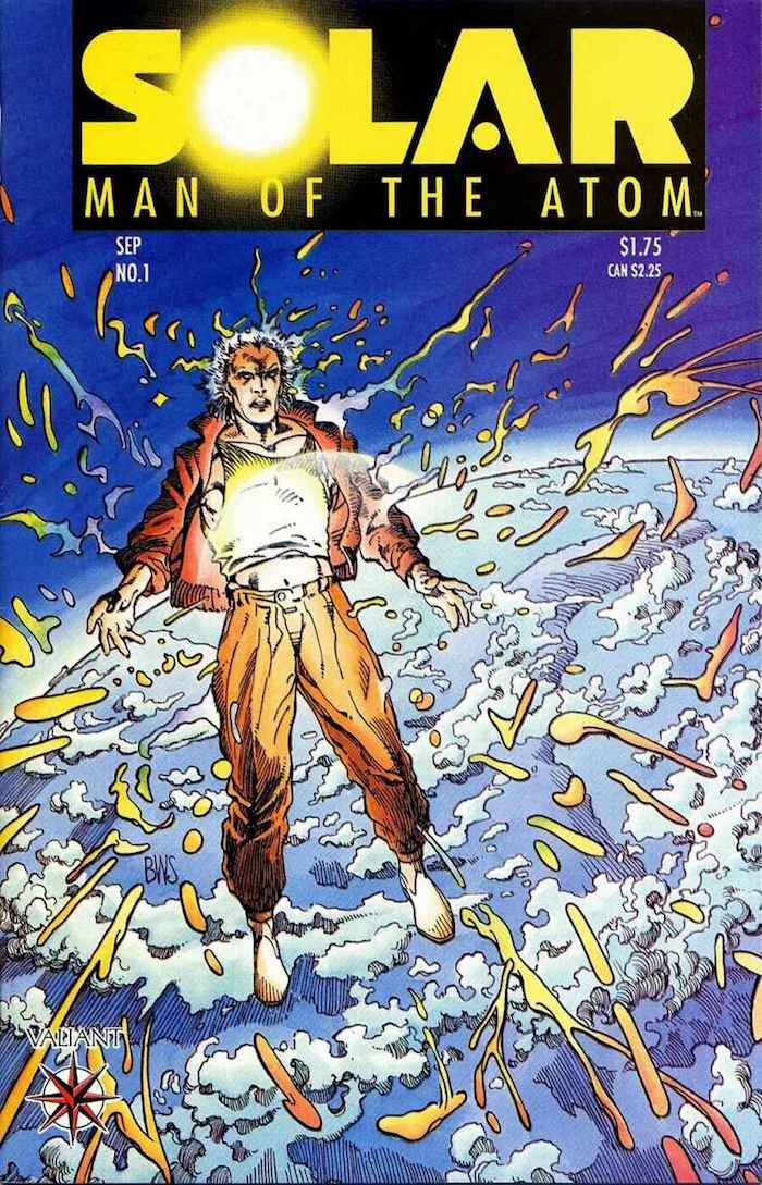 Solar Man of the Atom #1 valiant 1990s comic book cover art by Barry Windsor Smith