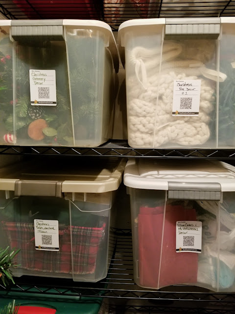 storage boxes with q code labels