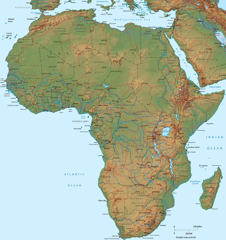 Map of Africa Physical Picture