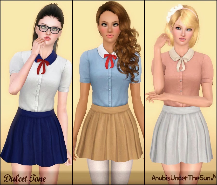 My Sims 3 Blog: Dulcet Tone ~ Collared Dress with Bow for Teen-to-Adult ...