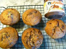 Banana Cinnamon Nutella Swirl Muffins for breakfast in bed or on the go! - Slice of Southern
