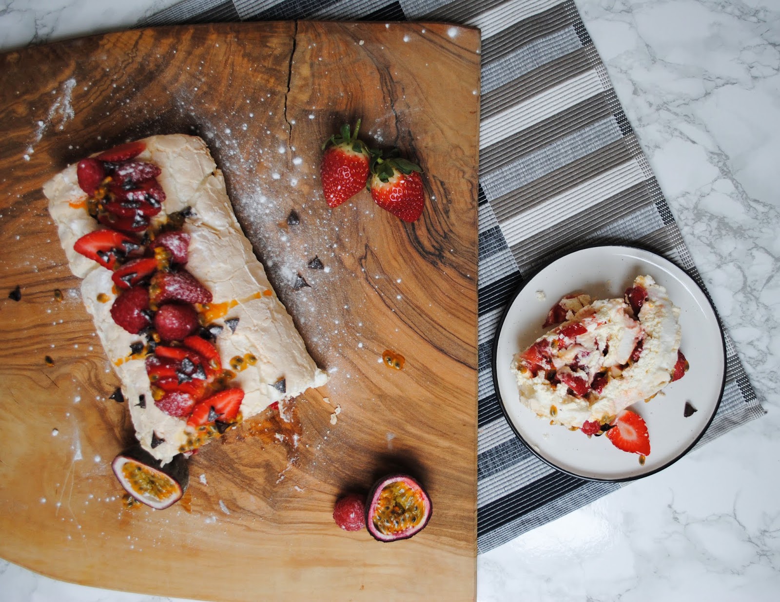 Sharkett Sisters STRAWBERRY, RASPBERRY AND PASSION FRUIT MERINGUE ROULADE