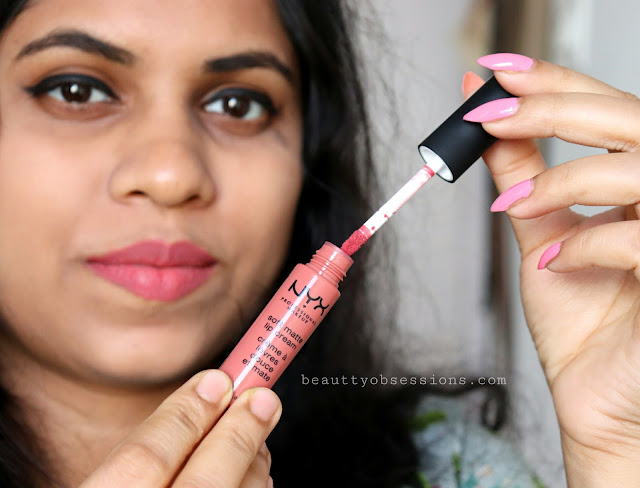 after a really long gap I am going to review a lip product NYX Soft Matte Lip Cream 'Cannes' Review & Swatches