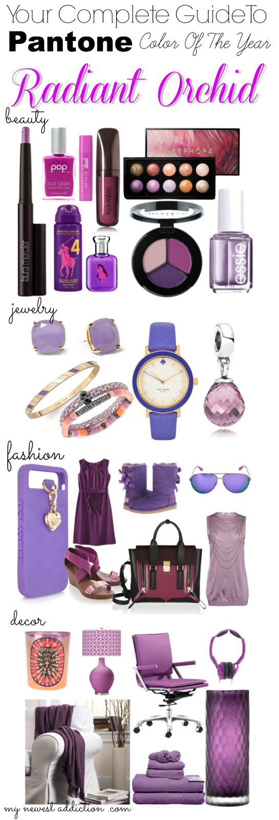 radiant orchid pantone color of the year beauty fashion jewelry home decor purple 