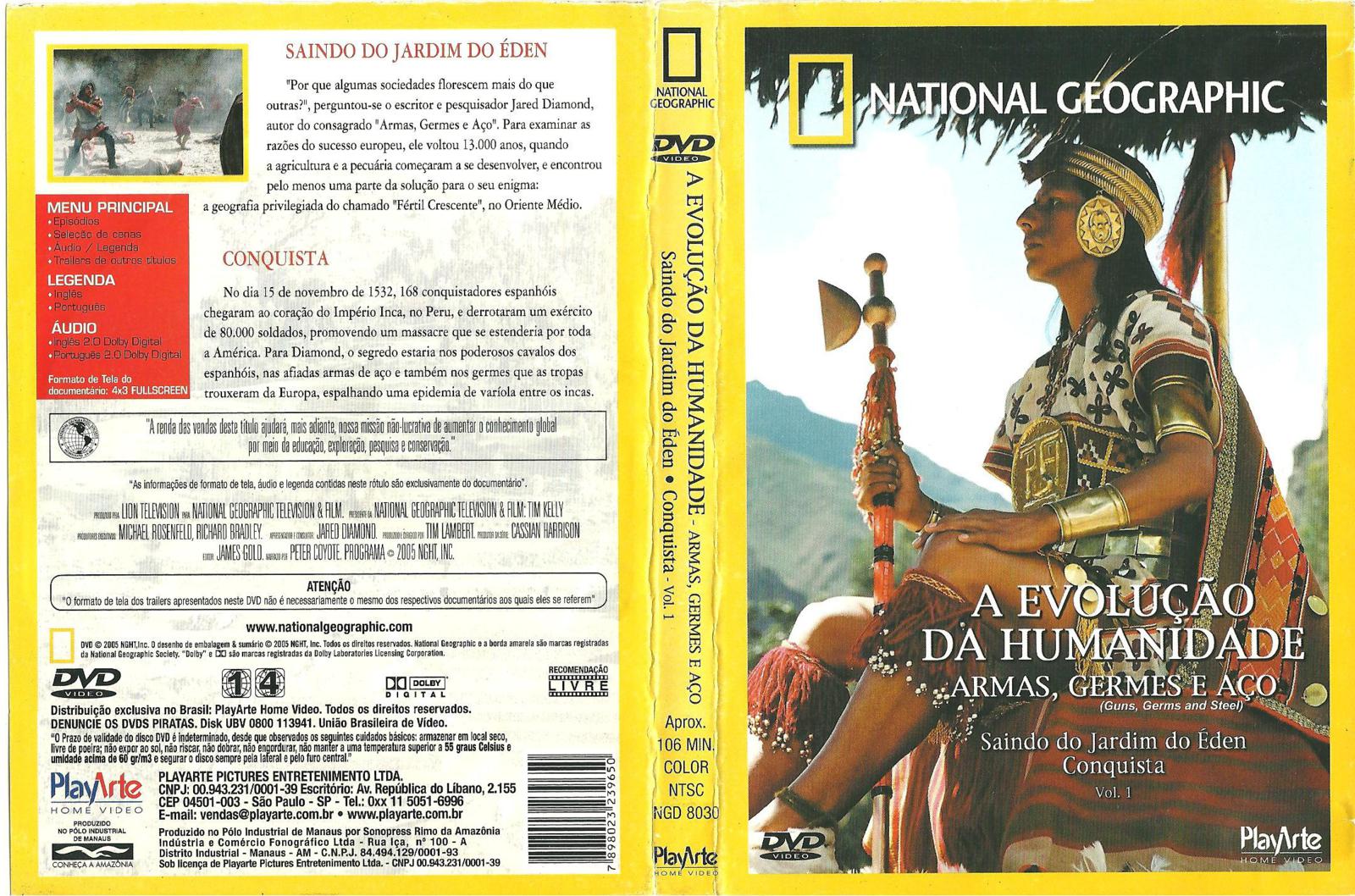 Capa DVD National Geographic A EvoluÃ§Ã£o Da Humanidade Vol 1