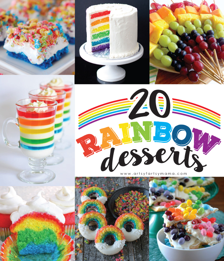 20 Rainbow Dessert Recipes at artsyfartsymama.com
