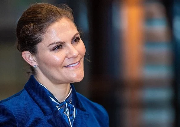 Crown Princess Victoria wore GANT Vertical Striped Bow Blouse and Dagmar jacket