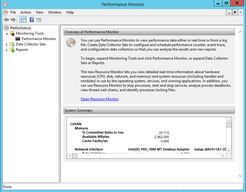Performance Monitor. Мониторинг Windows Server 2012. Hardware Performance Counter. Perfmon exe
