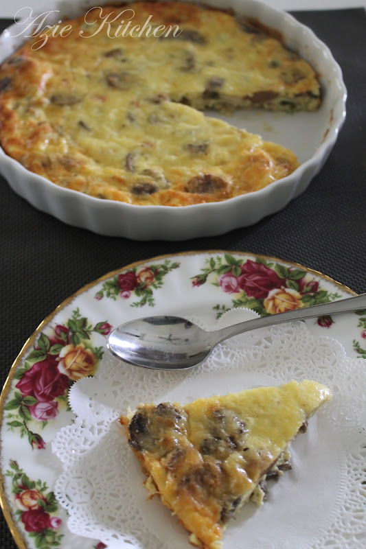 Sausage and Chicken Mushroom Crustless Quiche Azie Kitchen