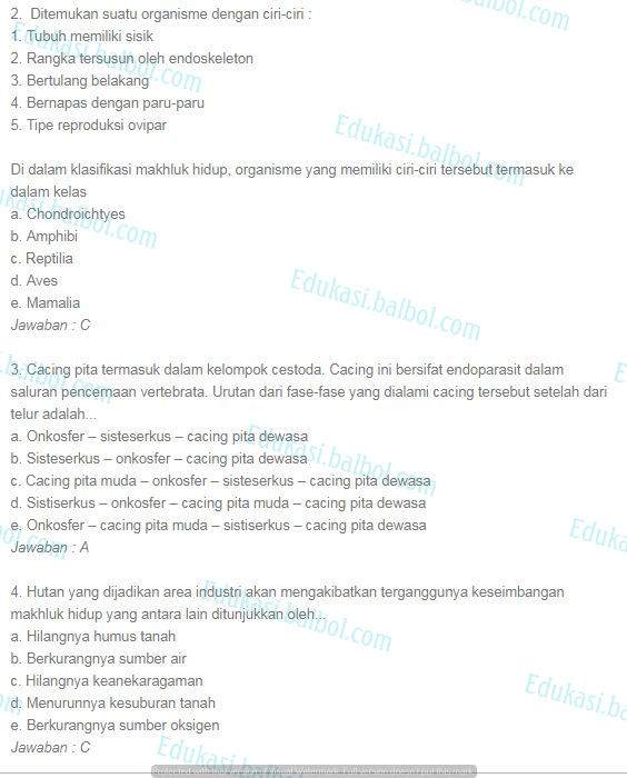 Contoh Soal Biologi Terbaru - EDUKASI.BALBOL