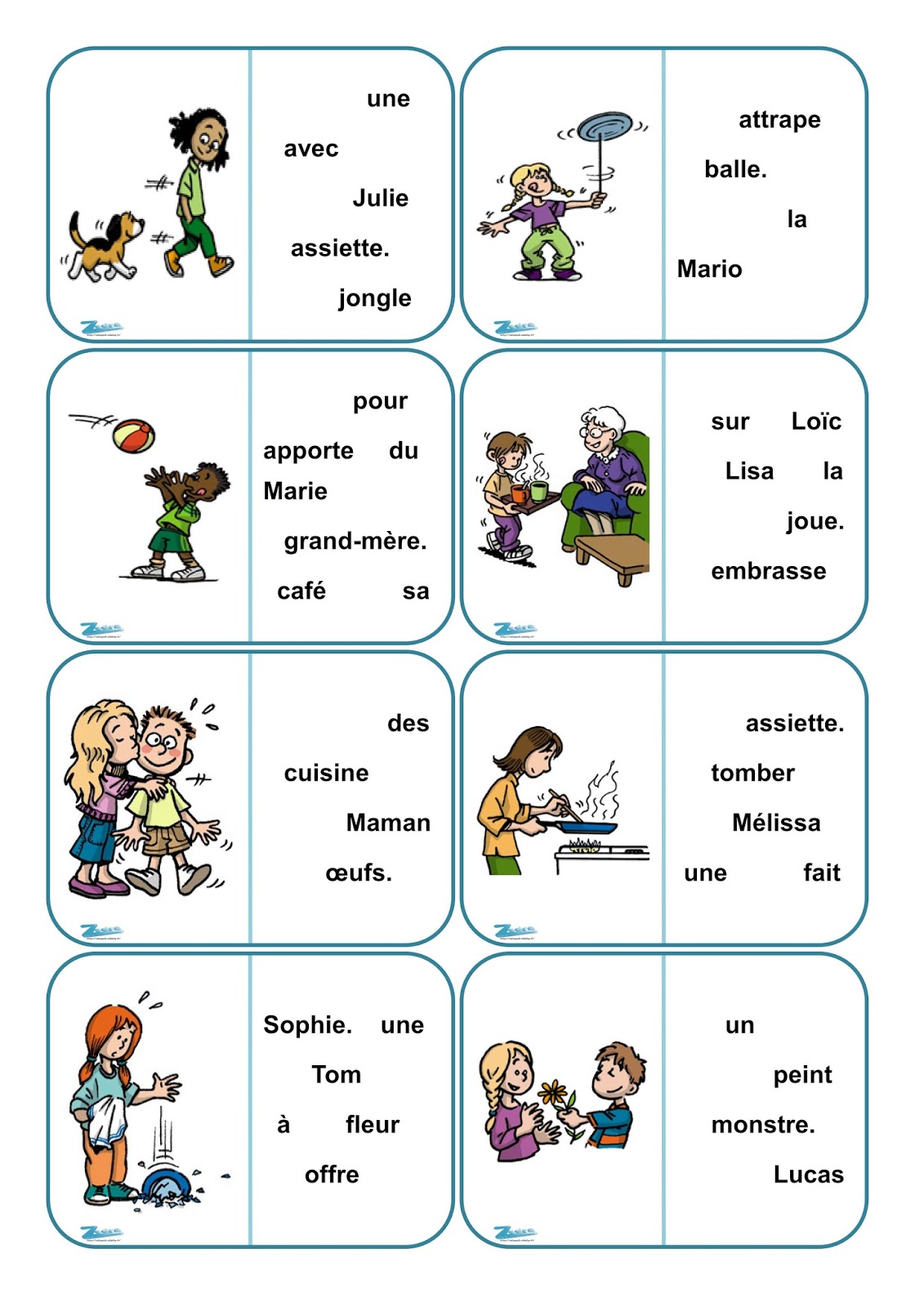 Dans ma valise pédagogique Dominos de lecture  les phrases