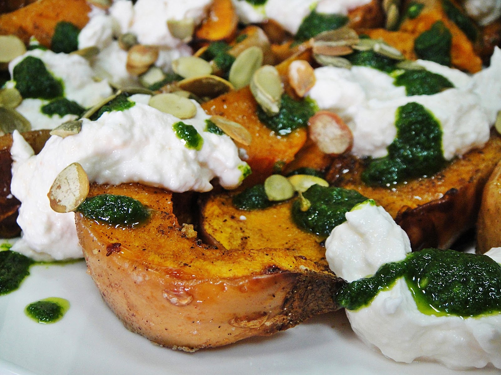 Maryam's Culinary Wonders 1023. Butternut Roast Squash with Chili Yogurt and Coriander