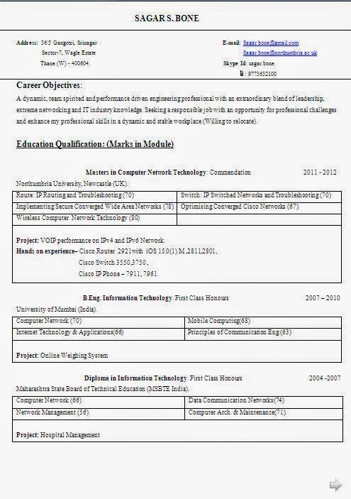 cisco certified resume format