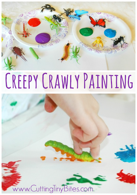 Creepy Crawly Bug Painting. Easy process art painting project for kids. Great for insect theme preschool unit.