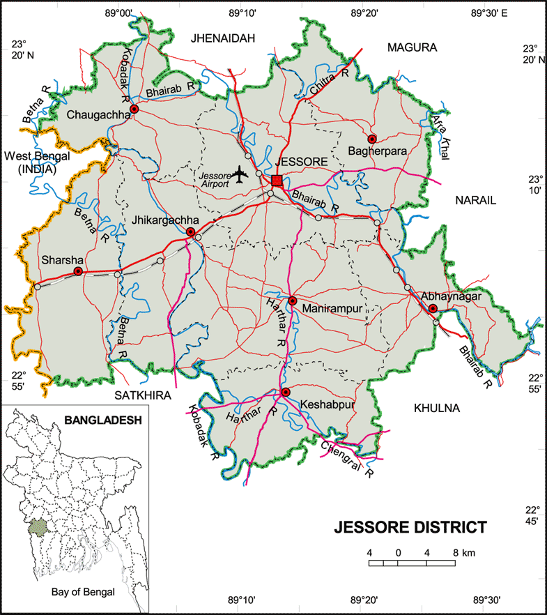 Jessore District Map Bangladesh